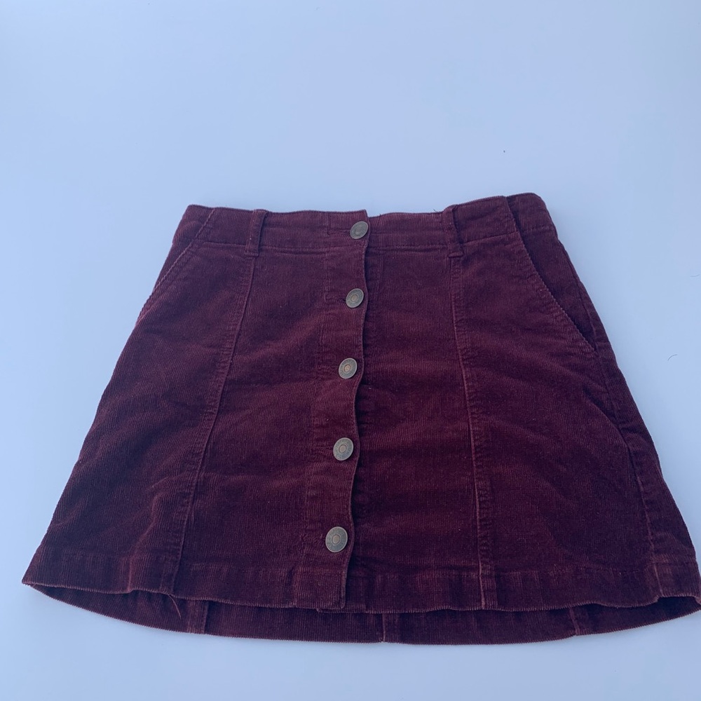 Corduroy Button-Front Mini Skirt